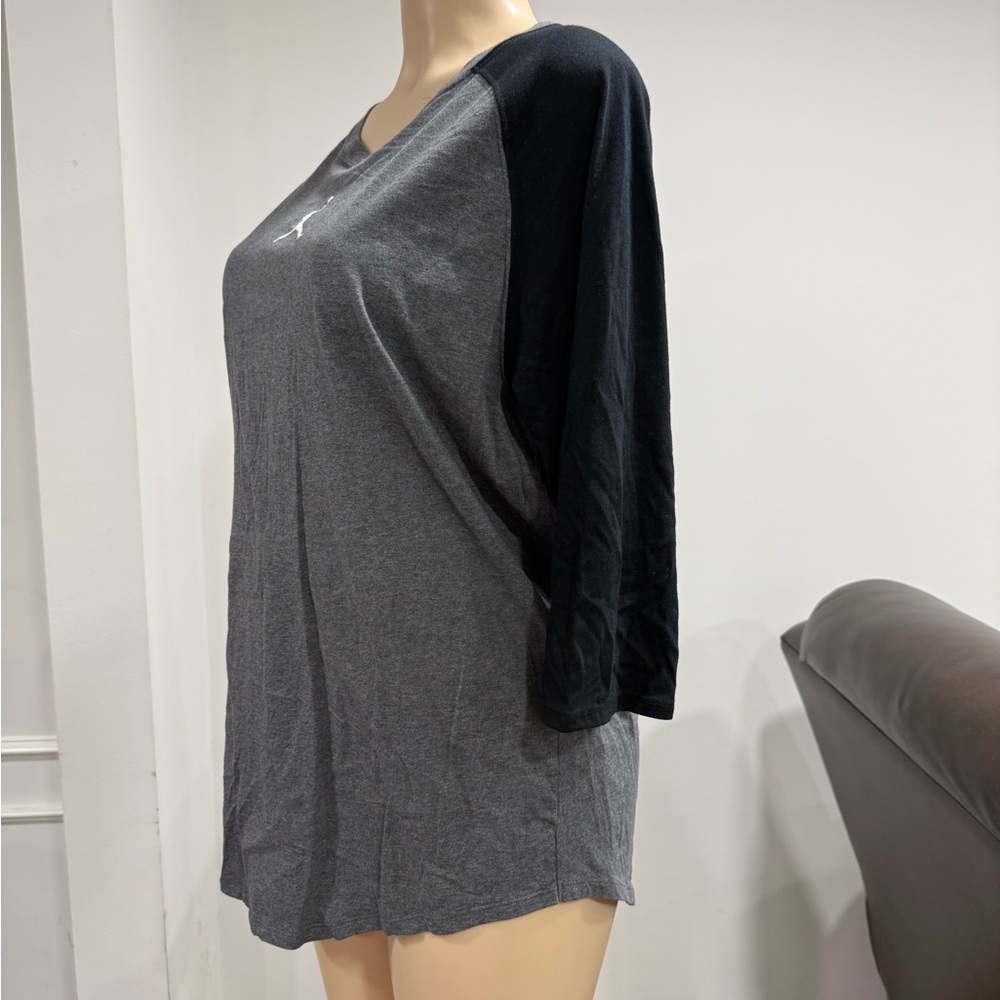 Jordan Women's Black and Gray Raglan Tee - Picture 2 of 4
